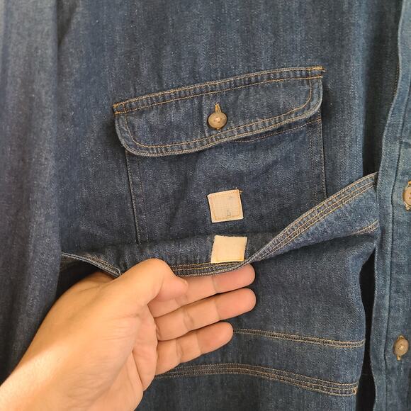 Faconnable Men’s Denim Shirt M Blue Button Down Long Sleeve French Designer - Picture 5 of 11